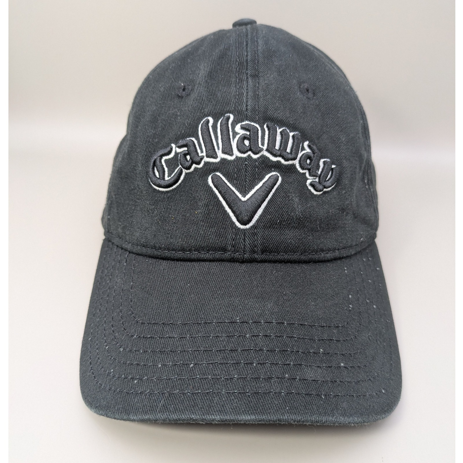 Callaway Raised Letter Embroidered Black 100% Cotton Adjustable Golf Hat